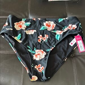 Xhilaration Floral Black high waisted Swim Bottoms